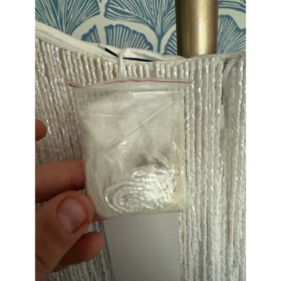 NWT Nadine Merabi Sara White Fully Beaded Skirt Sz. XXL - Picture 8 of 15